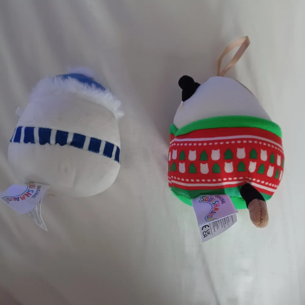 squishmallows cam the cat ugly holiday & Manny the Snowman 3.5